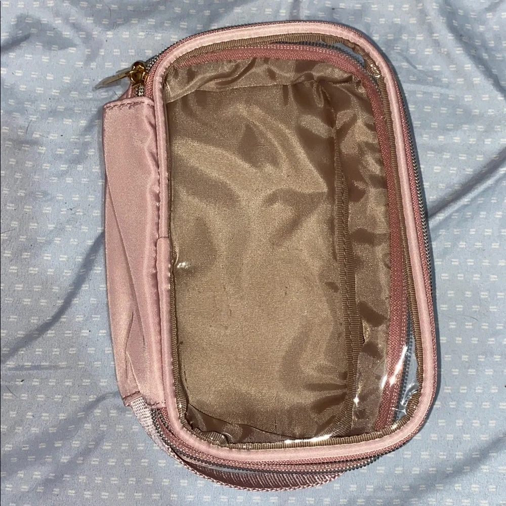 Compact Pink Travel Cosmetic Case - Clear Window - Picture 2 of 3
